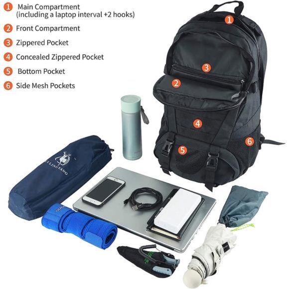 Tactical Backpack for Men Hiking Day Pack Molle Military Rucksack Waterproof 30L - Picture 4 of 6